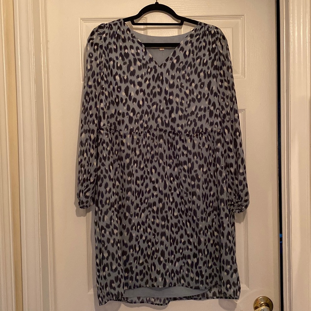 Loft blue leopard swing dress